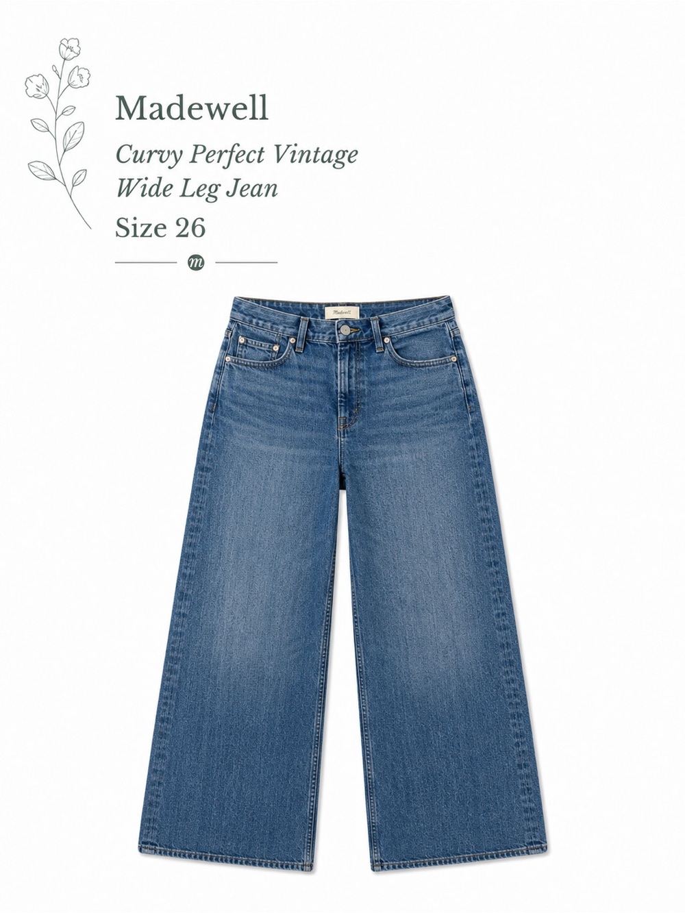 Madewell Curvy Wide-Leg Jeans in Medium Blue